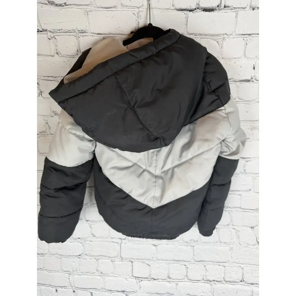 Toddler Boys Grey and Black Puffer Nike Throwback‎ Coat 4T Winter Swoosh